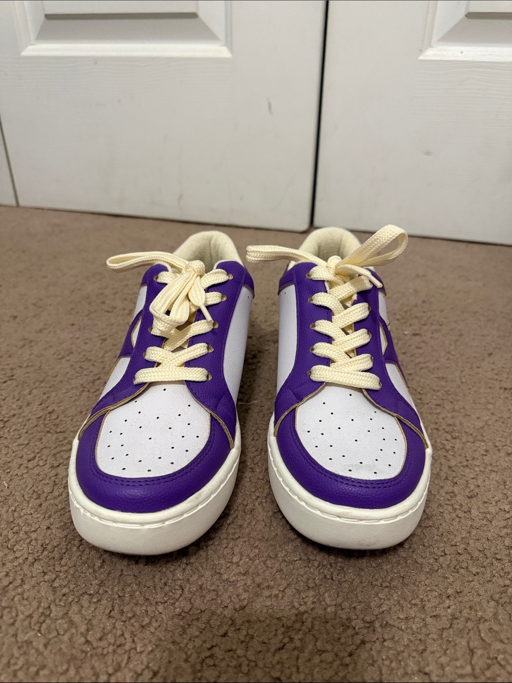 Women’s Purple and White Low-Top Lace-Up Sneakers